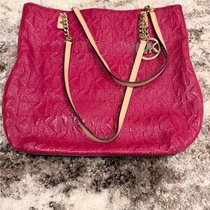 Michael Kors Fuchsia Shoulder Bag with Gold Accents